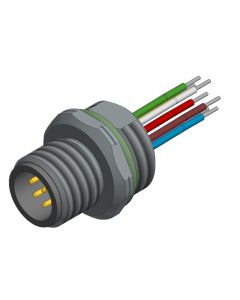Flansch • Stecker axial • Frontmontage • M12x1 • 8-pol. • A-codiert • Litze • AWG24 • Ungeschirmt  PG9