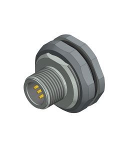 Flansch • Stecker axial • Hinterwandmontage • M12x1 • 5-pol. • A-codiert • Crimp • max. 0,5 mm² • Ungeschirmt  M12x1
