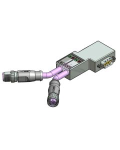 Female connector axial • B-coded • Double ended • D-SUB Profibus DP • 4- pos. • 1 m • 2xAWG22 • TPU shielded SFTP • Shielded