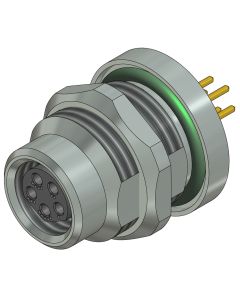 Sockets • Female connector axial • Back panel mounting • M8x1 • 5- pos. • 5,5 mm • B-coded • Solder pin straight • Unshielded  M12x1