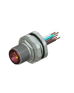 Flansch • Hinterwandmontage • M12x1 • 5-pol. • A-codiert • Litze • AWG24 • M16x1,5 • Stecker axial • Einbauflansch • 0,5 m