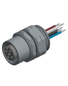 Flansch • Kupplung axial • M12x1 • 5-pol. • A-codiert • Litze • AWG24 • Ungeschirmt  PG9