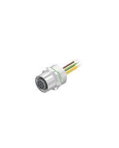 Sockets • Female connector axial • Front panel mounting • M12x1 • 8-pos. • A-coded • Wire • AWG24 • Unshielded  M16x1,5