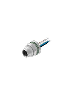 Sockets • Female connector axial • Back panel mounting • M8x1 • 5- pos. • B-coded • Wire • AWG24 • Unshielded  M12x1