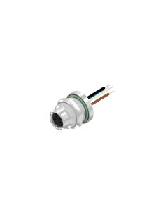 Sockets • Female connector axial • Back panel mounting • M8x1 • 4- pos. • A-coded • Wire • AWG24 • Unshielded  M12x1