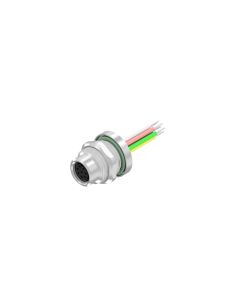 Flansch • Kupplung axial • Hinterwandmontage • M8x1 • 8-pol. • A-codiert • Litze • AWG26 • Ungeschirmt  M12x1
