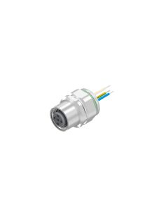 Sockets • Female connector axial • Front panel mounting, positioning possible • M12x1 • 5- pos. • A-coded • Wire • AWG24 • Unshielded  M16x1,5