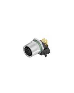 Flansch • Kupplung gewinkelt • Hinterwandmontage • M12x1 • 12-pol. • A-codiert • Lötpin gewinkelt • Ungeschirmt  M12x1