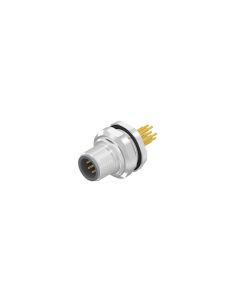 Sockets • Male connector axial • Back panel mounting • M12x1 • 8-pos. • 12 mm • A-coded • Solder pin • Unshielded  M16x1,5