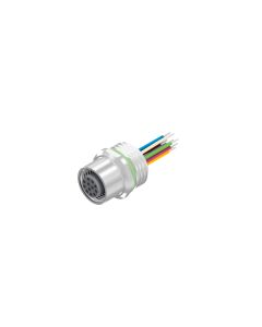 Flansch • Kupplung axial • Frontmontage • M12x1 • 12-pol. • A-codiert • Litze • AWG26 • Ungeschirmt  M16x1,5