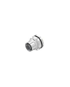 Sockets • Female connector axial • Back panel mounting • M12x1 • 4- pos. • 5,5 mm • A-coded • Solder pin • Unshielded  M16x1,5