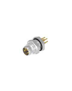 Sockets • Male connector axial • Back panel mounting • M8x1 • 4- pos. • 5,5 mm • A-coded • Solder pin straight • Unshielded  M8x1
