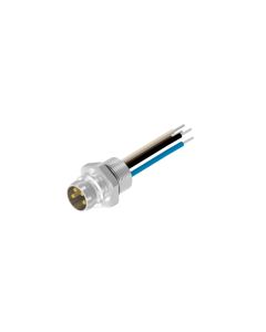 Sockets • Male connector axial • Front panel mounting • M8x1 • 4- pos. • A-coded • Wire • AWG24 • Unshielded  M8x0,5