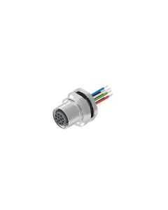 Flansch • Kupplung axial • Hinterwandmontage • M12x1 • 12-pol. • A-codiert • Litze • AWG26 • Ungeschirmt  PG9