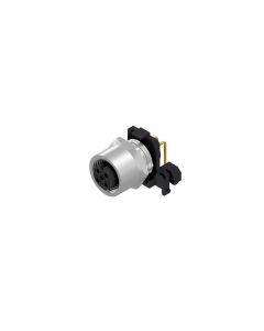 Flansch • Kupplung gewinkelt • Frontmontage • M12x1 • 5-pol. • A-codiert • Lötpin gewinkelt • Geschirmt  M16x1,5