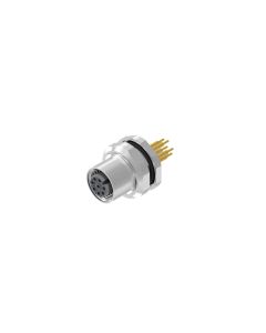 Flansch • Kupplung axial • Hinterwandmontage • M12x1 • 8-pol. • 12 mm • A-codiert • Lötpin • Ungeschirmt  PG9