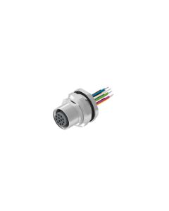 Flansch • Kupplung axial • Hinterwandmontage • M12x1 • 12-pol. • A-codiert • Litze • AWG26 • Ungeschirmt  M16x1,5