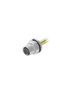 Sockets • Female connector axial • Back panel mounting • M12x1 • 8-pos. • A-coded • Wire • AWG24 • Unshielded  M16x1,5