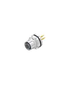 Sockets • Female connector axial • Back panel mounting • M12x1 • 4- pos. • 12 mm • A-coded • Solder pin • Unshielded  M16x1,5