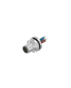 Flansch • Stecker axial • Hinterwandmontage • M12x1 • 12-pol. • A-codiert • Litze • AWG26 • Ungeschirmt  PG9