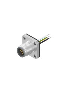 Flansch • Stecker axial • Frontmontage • M12x1 • 5-pol. • A-codiert • Litze • AWG24 • Ungeschirmt  M12x1