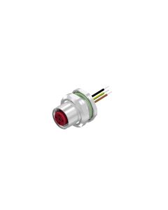 Flansch • Hinterwandmontage • M12x1 • 5-pol. • A-codiert • Litze • AWG24 • PG9 • Kupplung axial • Einbauflansch • 0,5 m
