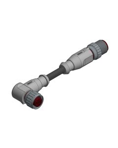 Kupplung gewinkelt • A-codiert • Verbindungsleitung • M12x1 • 5-pol. • 0,3 m • 0,34 mm²