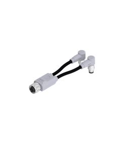 M12x1 • 2x Stecker M8x1 gewinkelt • 4-pol. • TPU halogenfrei hochflexibel • 0,3 m