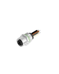 Sockets • Female connector axial • Front panel mounting • M12x1 • 4- pos. • T-coded • Wire • 1,5 mm² • Unshielded  M16x1,5 • 0,5 m