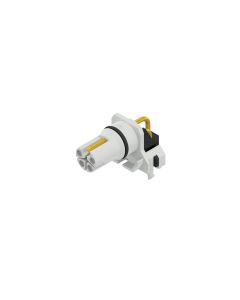 Einbaukomponenten • Isolierkörper • mit O-Ring • M12x1 • 4-pol.+FE • L-codiert • Lötpin gewinkelt • Geschirmt • Power Steckverbinder • Kupplung gewinkelt