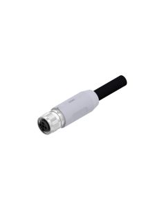 Female connector axial • T-coded • single ended • M12x1 • 4- pos. • 2 m • 1,5 mm² • PVC • Unshielded