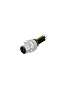 Sockets • Male connector axial • Front panel mounting • M12x1 • 3-pos.+PE • S-coded • Wire • 1,5 mm² • Unshielded  M16x1,5 • 0,5 m