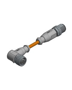 Kupplung gewinkelt • A-codiert • Verbindungsleitung • M12x1 • 3-pol. • 0,3 m • 0,34 mm² • TPU strahlenvernetzt • Ungeschirmt
