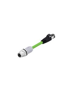 Stecker axial • X-codiert • Flansch mit Leitung • RJ45 • 8-pol. • 0,3 m • 4 x 2 x AWG26 • PUR • Geschirmt • Steckverbinder umspritzt • Hinterwandmontage • Geschirmt  M16x1,5