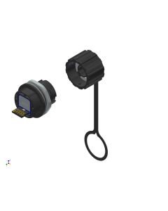 IP67 RJ45 • Panel mounted receptacle & protection cap • Socket • RJ45 Cat. 6A