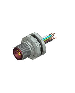 Flansch • Hinterwandmontage • M12x1 • 4-pol. • A-codiert • Litze • AWG24 • M16x1,5 • Stecker axial • Einbauflansch • 0,5 m