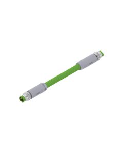 Male connector axial • A-coded • Double ended • M8x1 • 4- pos. • 1 m • 2x2xAWG22 • TPU shielded SFTP • Shielded