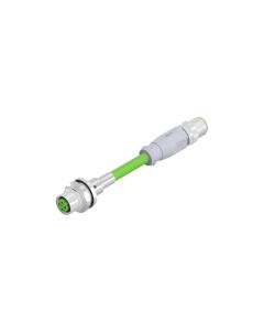 Female connector axial • D-coded • Double ended • M12x1 • 4- pos. • 1 m • 2x2xAWG22 • TPU shielded SFTP • Shielded