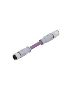 Female connector axial • A-coded • Double ended • M12x1 • 5- pos. • 3 m • 2xAWG22 + 2x AWG24 • TPU shielded SFTP • Unshielded