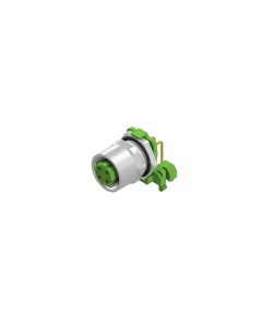 Flansch • Kupplung axial • Hinterwandmontage • M12x1 • 4-pol. • D-codiert • Lötpin gewinkelt • Geschirmt  M12x1 • Geschirmt