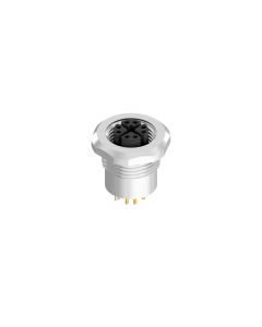Sockets • Front panel mounting • 13 mm • X-coded • THR • Shielded  M12x1 • Female connector axial • Shielded