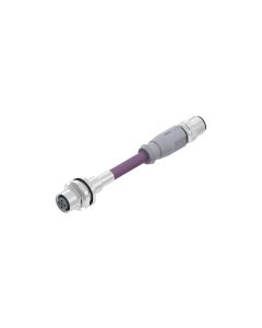 Female connector axial • A-coded • Double ended • M12x1 • 5- pos. • 5 m • 2xAWG22 + 2x AWG24 • TPU shielded SFTP • Unshielded