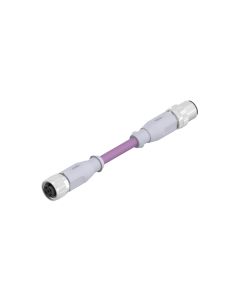 Female connector axial • A-coded • Double ended • M12x1 • 4- pos. • 3 m • 2x2AWG24/7 • PVC • Shielded