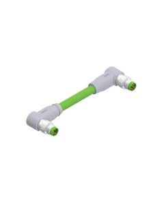 Male connector angled • A-coded • Double ended • M8x1 • 4- pos. • 1 m • 2x2xAWG22 • TPU shielded SFTP • Shielded