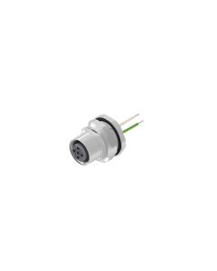 Sockets • Female connector axial • Back panel mounting • M12x1 • 4- pos. • A-coded • Wire • AWG24 • Unshielded  M16x1,5 • 0,5 m • Unshielded