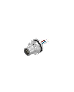 Flansch • Stecker axial • Hinterwandmontage • M12x1 • 5-pol. • A-codiert • Litze • AWG24 • Ungeschirmt  M16x1,5 • 0,5 m • Ungeschirmt