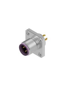 Sockets • Male connector axial • Front panel mounting • M12x1 • 4- pos. • B-coded • Solder cup • Shielded  M16x1,5 • Square flange 20 mm • Shielded