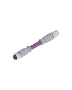 Female connector axial • B-coded • Double ended • M12x1 • 4- pos. • 0,3 m • 2xAWG24 • TPE high flexible [PUR, Profibus DP] • Shielded