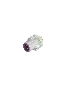 Sockets • Male connector axial • Front panel mounting • M12x1 • 4- pos. • B-coded • Solder cup • Shielded  M16x1,5 • Shielded