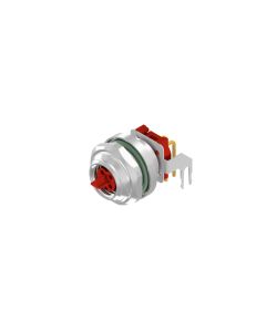 Sockets • Back panel mounting • M8x1 • 4- pos. • 12 mm • P-coded • Printanschluss • Shielded  M12x1 • Female connector angled • Socket two-piece • Shielded